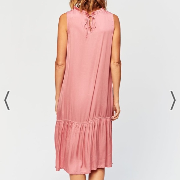 XCVI Shelly Satin Persephone Dress NWT - Dusty Mauve Pink Large Tank Drop Waist - Picture 2 of 6